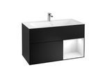 Villeroy und Boch Finion Waschtischunterschrank F040GFPD 99,6x59,1x49,8cm, Regal rechts Glossy white lacquer, Black matt lacquer