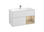 Villeroy und Boch Finion Waschtischunterschrank F040PCMT 99,6x59,1x49,8cm, Regal rechts Oak Veneer, White matt lacquer
