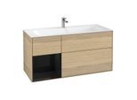 Villeroy und Boch Finion Waschtischunterschrank G060PHPC 119,6x59,1cm, Emotion, Regal links Glossy Black Lacquer, Oak Veneer