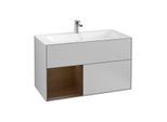 Villeroy und Boch Finion Waschtischunterschrank G030GNGJ 99,6x59,1cm, Wandbeleuchtung, Regal links Walnut veneer, Light grey matt