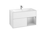 Villeroy und Boch Finion Waschtischunterschrank F040GJGF 99,6x59,1x49,8cm, Regal rechts Light grey matt, Glossy white lacquer