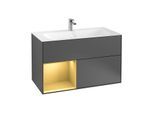 Villeroy und Boch Finion Waschtischunterschrank F030HFGK 99,6x59,1x49,8cm, Regal links Gold matt, Anthracite matt