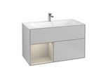 Villeroy und Boch Finion Waschtischunterschrank F030HHGJ 99,6x59,1x49,8cm, Regal links Sand Matt Lacquer, Light grey matt