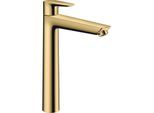 hansgrohe Talis E Waschtisch-Einhebelmischer 71716990 mit Ablaufgarnitur, Ausladung 183 mm, polished gold optic