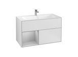 Villeroy und Boch Finion Waschtischunterschrank G030GJMT 99,6x59,1cm, Wandbeleuchtung, Regal links Light grey matt, White matt lacquer