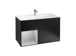 Villeroy und Boch Finion Waschtischunterschrank G030GJPD 99,6x59,1cm, Wandbeleuchtung, Regal links Light grey matt, Black matt lacquer