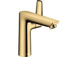 hansgrohe Talis E Waschtisch-Einhebelmischer 71754990 mit Ablaufgarnitur, Ausladung 141 mm, polished gold optic