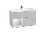 Villeroy und Boch Finion Waschtischunterschrank G030MTGJ 99,6x59,1cm, Wandbeleuchtung, Regal links White matt lacquer, Light grey matt
