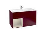 Villeroy und Boch Finion Waschtischunterschrank G030HHHB 99,6x59,1cm, Wandbeleuchtung, Regal links Sand Matt Lacquer, Peony Matt