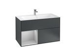 Villeroy und Boch Finion Waschtischunterschrank G030GJHG 99,6x59,1cm, Wandbeleuchtung, Regal links Light grey matt, Midnight Blue Matt Lacquer