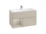 Villeroy und Boch Finion Waschtischunterschrank G030HHHH 99,6x59,1cm, Wandbeleuchtung, Regal links Sand Matt Lacquer, Sand Matt Lacquer