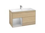 Villeroy und Boch Finion Waschtischunterschrank G030GJPC 99,6x59,1cm, Wandbeleuchtung, Regal links Light grey matt, Oak Veneer