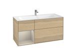 Villeroy und Boch Finion Waschtischunterschrank G060HHPC 119,6x59,1cm, Emotion, Regal links Sand Matt Lacquer, Oak Veneer