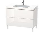 Duravit L-Cube Waschtisch-Unterschrank LC6938O2222 100 x 48 cm, 1 Hahnloch, weiß hochglanz, 2 Auszüge, bodenstehend