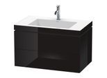 Duravit L-Cube Waschtisch-Unterschrank LC6927O4040 80 x 48 cm, 1 Hahnloch, schwarz hochglanz, 2 Schubkästen