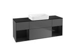 Villeroy und Boch Finion Waschtischunterschrank G742PHGK 160x60,3x50,1cm, Regale Glossy black lacquer, Anthracite matt