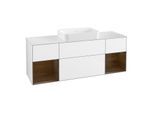 Villeroy und Boch Finion Waschtischunterschrank G741GNGF 160x60,3x50,1cm, Regale Walnut veneer, Glossy white lacquer