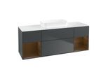 Villeroy und Boch Finion Waschtischunterschrank F741GNHG 160x60,3x50,1cm, Regale Walnut veneer, Midnight Blue Matt Lacquer