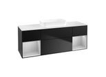 Villeroy und Boch Finion Waschtischunterschrank F741GJPD 160x60,3x50,1cm, Regale Light grey matt lacquer, Black matt lacquer