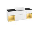 Villeroy und Boch Finion Waschtischunterschrank G742HFGF 160x60,3x50,1cm, Regale Gold matt lacquer, Glossy white lacquer