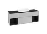 Villeroy und Boch Finion Waschtischunterschrank F742PDGJ 160x60,3x50,1cm, Regale Black matt lacquer, Light grey matt