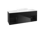 Villeroy und Boch Finion Waschtischunterschrank F741PHPD 160x60,3x50,1cm, Regale Glossy black lacquer, Black matt lacquer