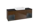 Villeroy und Boch Finion Waschtischunterschrank G742HGGN 160x60,3x50,1cm, Regale Midnight matt lacquer, Walnut veneer