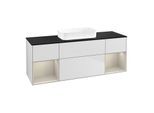 Villeroy und Boch Finion Waschtischunterschrank F742HHMT 160x60,3x50,1cm, Regale sand matt lacquer, White matt lacquer
