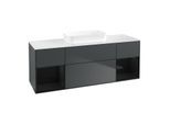 Villeroy und Boch Finion Waschtischunterschrank F741PHHG 160x60,3x50,1cm, Regale Glossy black lacquer, Midnight Blue Matt Lacquer
