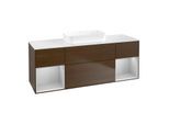 Villeroy und Boch Finion Waschtischunterschrank F741GJGN 160x60,3x50,1cm, Regale Light grey matt lacquer, Walnut veneer