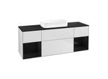 Villeroy und Boch Finion Waschtischunterschrank F742PHMT 160x60,3x50,1cm, Regale Glossy black lacquer, White matt lacquer