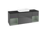 Villeroy und Boch Finion Waschtischunterschrank F742GMGK 160x60,3x50,1cm, Regale Olive matt lacquer, Anthracite matt
