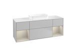 Villeroy und Boch Finion Waschtischunterschrank F741HHGJ 160x60,3x50,1cm, Regale sand matt lacquer, Light grey matt