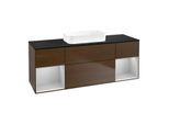 Villeroy und Boch Finion Waschtischunterschrank F742GJGN 160x60,3x50,1cm, Regale Light grey matt lacquer, Walnut veneer