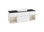 Villeroy und Boch Finion Waschtischunterschrank F742HHGF 160x60,3x50,1cm, Regale sand matt lacquer, Glossy white lacquer