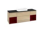 Villeroy und Boch Finion Waschtischunterschrank F742HBPC 160x60,3x50,1cm, Regale Peony matt lacquer, Oak Veneer