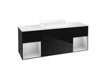 Villeroy und Boch Finion Waschtischunterschrank F741GJPH 160x60,3x50,1cm, Regale Light grey matt lacquer, Glossy Black Lacquer