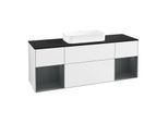 Villeroy und Boch Finion Waschtischunterschrank F742HGGF 160x60,3x50,1cm, Regale Midnight matt lacquer, Glossy white lacquer
