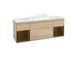 Villeroy und Boch Finion Waschtischunterschrank F741GNPC 160x60,3x50,1cm, Regale Walnut veneer, Oak Veneer