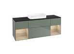 Villeroy und Boch Finion Waschtischunterschrank F742PCGM 160x60,3x50,1cm, Regale Oak Veneer, Olive Matt Lacquer