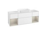 Villeroy und Boch Finion Waschtischunterschrank G741HHGF 160x60,3x50,1cm, Regale sand matt lacquer, Glossy white lacquer