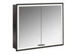 Emco prime Unterputz-Lichtspiegelschrank 949713572 800x730mm, 2-türig, schwarz/spiegel
