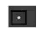 Villeroy und Boch Subway 45 Compact Einbauspüle 331201S5 links, mit Ablaufgarnitur, Handbetätigung, 650 x 510 mm, ebony CeramicPlus