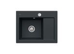 Villeroy und Boch Subway 45 Compact Einbauspüle 331202S5 links, mit Ablaufgarnitur, Excenterbetätigung, 650 x 510 mm, ebony CeramicPlus