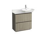 LAUFEN BASE für INO Waschtischunterschrank H4030041102621 77x77cm, 2 Schubladen, Griffleiste Aluminium schwarz, Ulme hell
