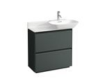 LAUFEN BASE für INO Waschtischunterschrank H4030041102661 77x77cm, 2 Schubladen, Griffleiste Aluminium schwarz, verkehrsgrau