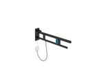 Hewi System 900 Stützklappgriff 900.50.14360DC Ausladung 750 mm, Edelstahl pulverbeschichtet schwarz tiefmatt, links, E-Spülausführung