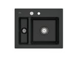 Villeroy und Boch Subway 60 XM Einbauspüle 678002S5 mit Ablaufgarnitur, Excenterbetätigung, 620 x 510 mm, ebony CeramicPlus