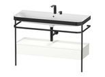 Duravit Happy D.2 Plus Möbelwaschtisch-Kombination HP4744E36360000 117,5x49cm, mit Metallkonsole, 2 Hahnlöcher, weiß seidenmatt