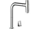 hansgrohe Metris Select 2-Loch-Küchenmischer 73819000 chrom, 2jet, Ausziehbrause